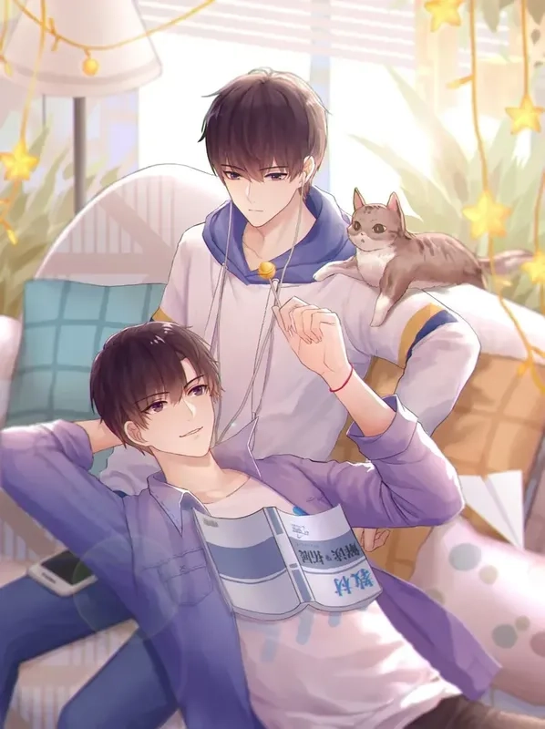 Avatar đôi bạn thân nam anime, thể hiện một tình bạn đáng yêu và thú vị giữa hai bạn nam