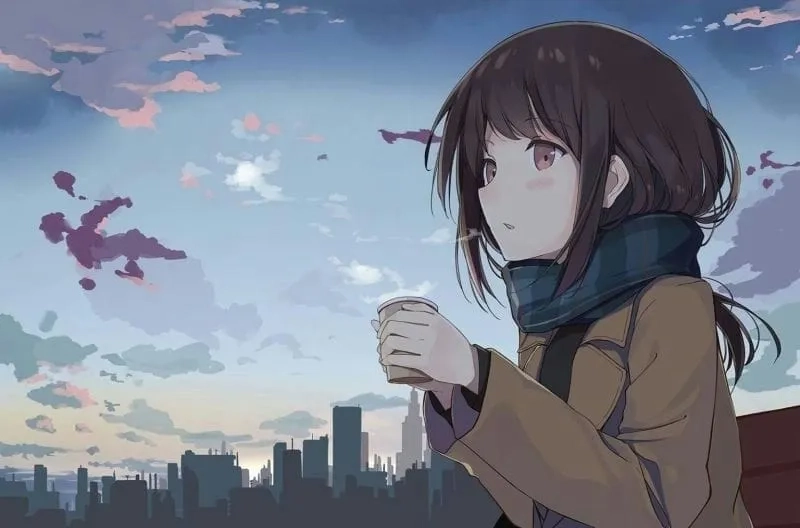 Avatar anime nữ đen trắng, phong cách độc đáo.