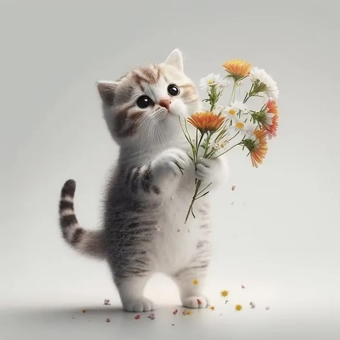 Tặng hoa hồng meme mèo cute, một cách tuyệt vời để thể hiện tình cảm.