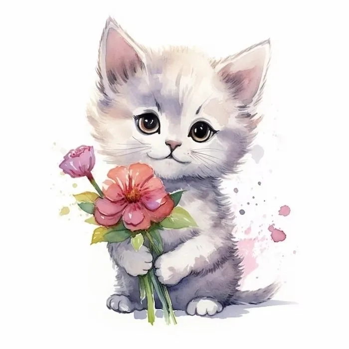 Meme tặng hoa mèo giúp bạn truyền tải thông điệp ngọt ngào, dễ thương.