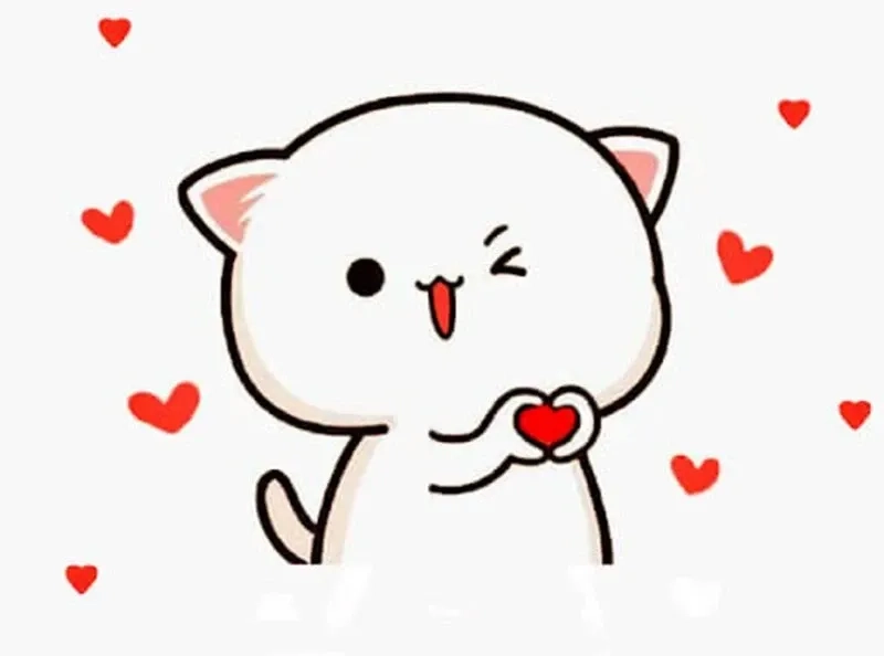 Dễ thương không giới hạn với trái tim meme mèo cute sáng tạo.