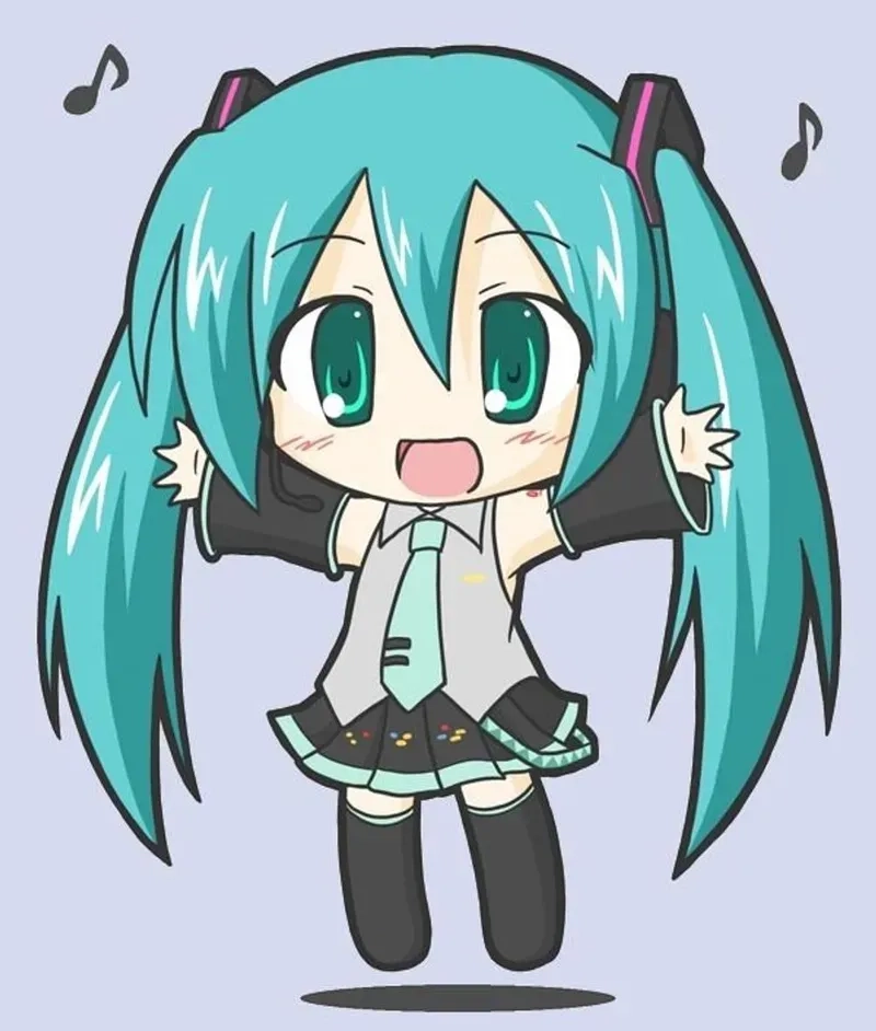 Hình ảnh chibi nữ cute màu xanh dương nhẹ nhàng tươi mát đầy cuốn hút