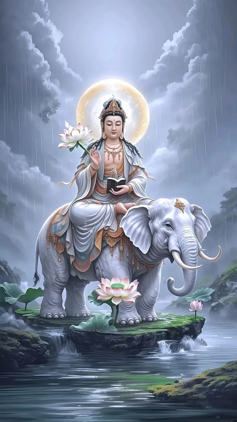 Hình ảnh phật bồ tát quan âm hộ trì bình an và từ bi