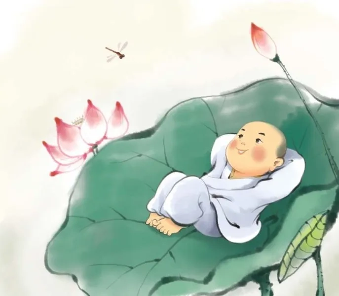 Ảnh chú tiểu ngồi thiền mang ý nghĩa tĩnh tâm