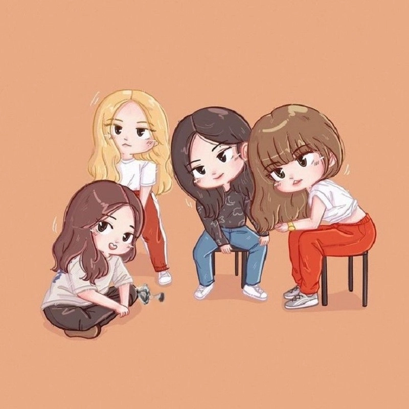 Hình black pink chibi đáng yêu phong cách cute