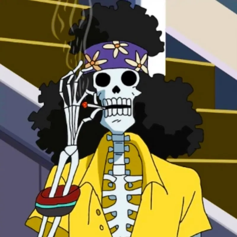 One Piece Brook chibi mang nét hài hước đặc trưng.