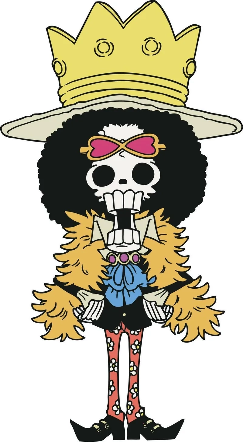 Brook One Piece chibi đáng yêu theo phong cách dễ thương.