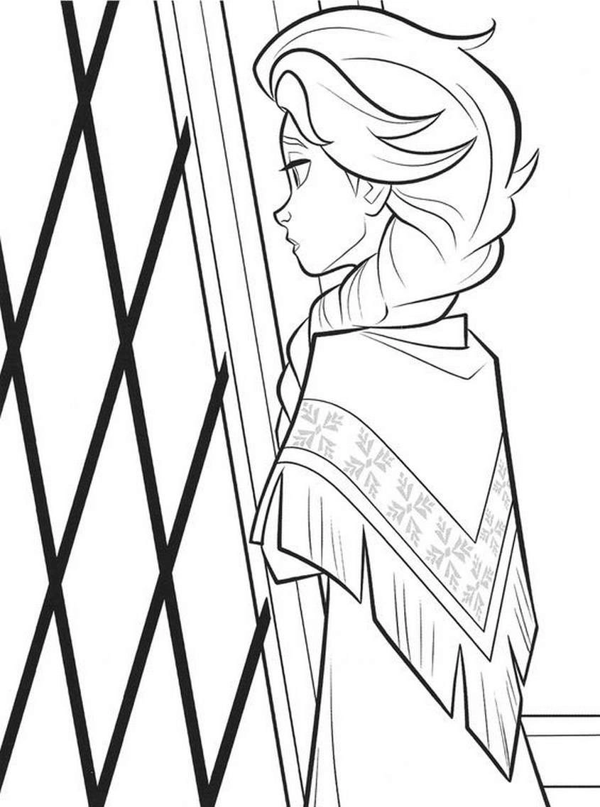 Tranh tô màu Elsa đơn giản cho bé mới tập tô.