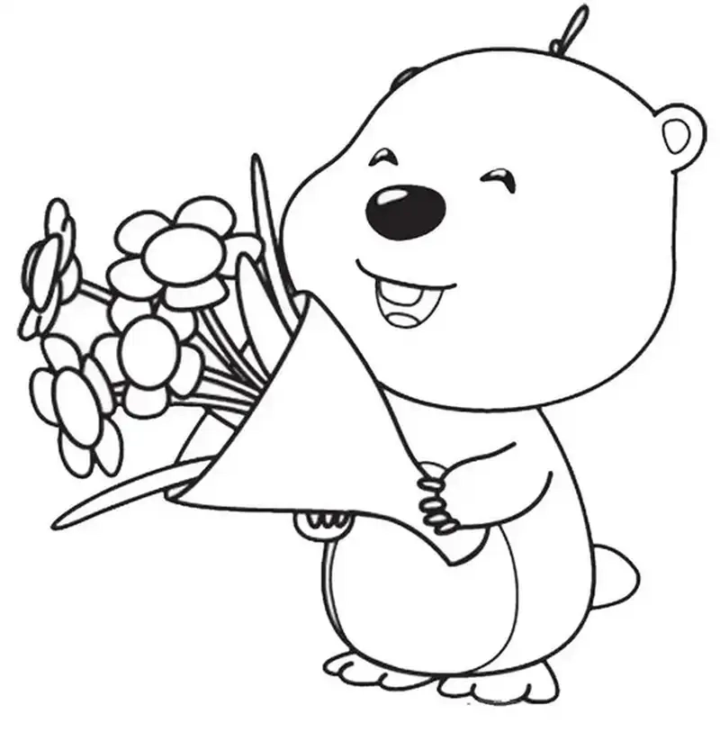 Tranh tô màu Loopy hoạt hình rõ nét, dễ tô màu.